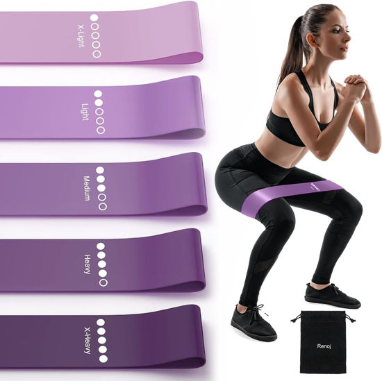 Picture of Renoj Resistance Bands, Exercise Workout Bands for Women and Men, 5 Set of Stretch Bands for Booty Legs