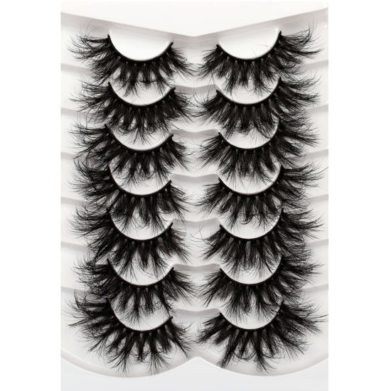 Picture of Pooplunch Faux Mink Lashes Fluffy 25MM False Eyelashes 7 Pairs Pack Dramatic 8D Volume Thick Long Fake Eye Lashes Multipack