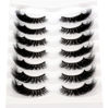 Picture of Pooplunch Fluffy False Eyelashes Cat Eye Lashes Winged Look 8D Dramatic 18MM Wispy Natural Crossed Fake Eyelashes Faux Mink Lashes 7 Pairs Pack