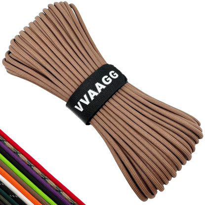 Picture of VVAAGG 550 Paracord 100FT, Heavy-Duty Strong Rope, 4mm Parachute Cord, Outdoor Camping Gear Tent Rope Tan