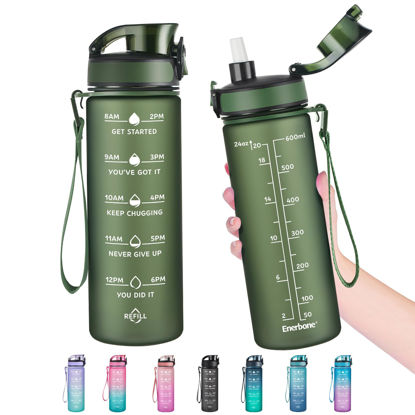 Picture of Enerbone 24 oz Water Bottle, Leakproof BPA & Toxic Free, Motivational Water Bottle with Times to Drink and Straw, Fitness Sports Water Bottle with Strap for Office, Gym, Outdoor Sports