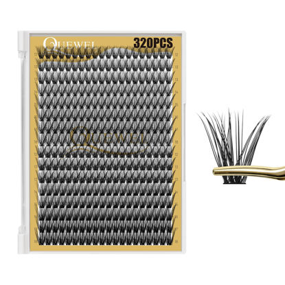 Picture of QUEWEL Lash Clusters 320Pcs Cluster Lashes 40D+50D D Curl Lash Clusters Mix12-18mm Individual Eyelashes Clusters Wispy DIY Eyelash Extension Thin Band Soft to Use at Home (40D+50D D Mix12-18)