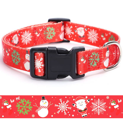 Picture of Christmas Dog Collar with Buckle Adjustable Safety Nylon Collars for Small Medium Large Dogs, Cute Stylish Girl Boy Christmas Dog Collar (Christmas Red,XS)