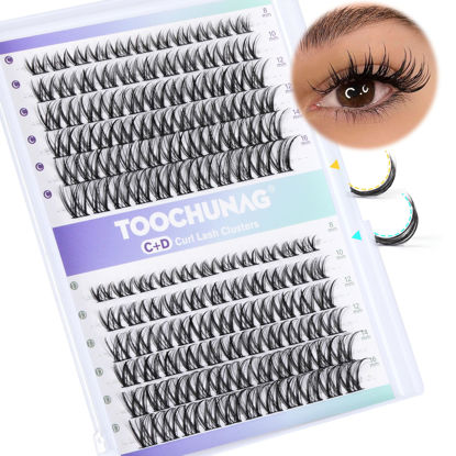 Picture of Lash Clusters CC+D Mix Curl Wispy Cluster Eyelash Extensions 132pcs 8-16mm DIY Lash Extension Natural Eyelash Clusters Individual Lashes DIY at Home by TOOCHUNAG