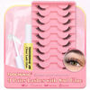 Picture of Half Lashes Wispy False Eyelashes with 8ml Clear Lash Glue 12mm Natural Cat Eye Lashes with Clear Band 9 Pairs D Curl Fluffy Fake Eyelashes by TOOCHUNAG