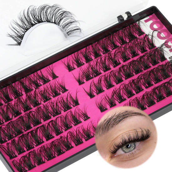 Picture of Cluster Lashes Fluffy Individual Lash Clusters DD Curl DIY Russian Lash Extensions Wispy Eyelash Clusters Eyelash Extension at Home by TOOCHUNAG