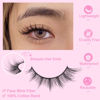 Picture of False Lashes Natural Look Wispy Eyelashes Manga Korean Spiky 16mm Short Faux Mink Eyelashes Fluffy Cat Eye Natural Fake Eyelashes Strip Lashes Pack 14 Pairs