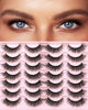 Picture of Kiromiro False Eyelashes Natural Look Wispy Faux Mink Lashes Fluffy 14mm Cat Eye Short Strip Lashes Pack