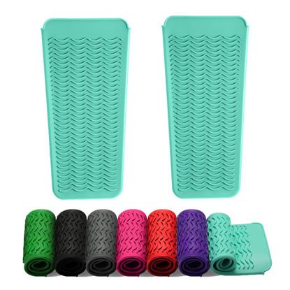 Picture of ZAXOP 2 Pack Heat Resistant Silicone Mat Pouch for Flat Iron, Curling Iron,Hair Straightener,Hair Curling Wands,Hot Hair Tools (Mintgreen-Mintgreen)