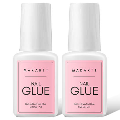 Picture of Makartt Quick Nail Glue for Press on Nails: Acrylic Nail Tips-Fake Nails-Salon Quality Strong Brush On Nail Glue-Quick Dry Easy Application No Need for Nail Lamp Durable & Long-Lasting 7ML 2Pcs