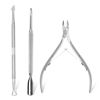 Picture of Makartt Cuticle Trimmer with Cuticle Pusher, Silver Nail Trimmer Nail Care Manicure and Pedicure Kit with Stainless Steel Cuticle Nipper and Dual End Nail Pushers for Home Salon Use (Pack of 3 PCS)