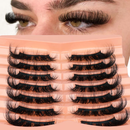 Picture of Mink Lashes Wispy False Eyelashes Fluffy D Curl Faux Mink Lashes 14mm Natural Look False Lashes Short Strips Lashes by Focipeysa