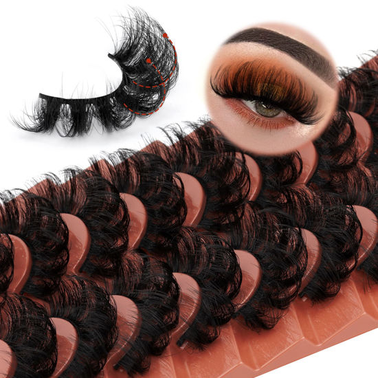 Picture of Mink Lashes Fluffy False Eyelashes 20mm Long Faux Mink Lashes Dramatic Curl Lashes that Look Like Lash Extension 9 Pairs Multipack