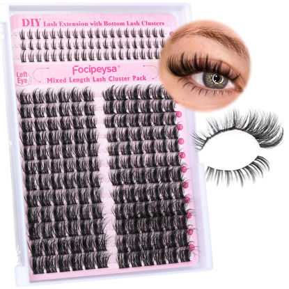 Picture of Focipeysa Eyelash Extensions Wispy Cluster Eyelash 12-18mm Lash Cluster Extensions Right Left Cluster Lash Natural Look Individual Lashes DIY Lashes Extension for Beginners