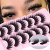 Picture of Focipeysa D Curl Lash Fluffy Volume Eyelash Thick False Eyelashes 16mm Lashes 8D Faux Mink Lash Dramatic Strip Eyelash Pack Lash that Look Like Extension 7 Pairs