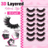 Picture of Focipeysa D Curl Lash Fluffy Volume Eyelash Thick False Eyelashes 16mm Lashes 8D Faux Mink Lash Dramatic Strip Eyelash Pack Lash that Look Like Extension 7 Pairs