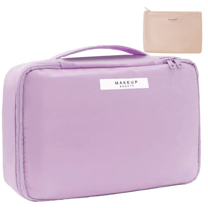 Picture of Queboom Travel Makeup Bag Cosmetic Bag Makeup Bag Toiletry bag for women and men (Purple)