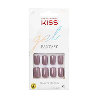 Picture of KISS Gel Fantasy Press On Nails, Nail glue included, 'Temporary Feels', Gray, Short Size, Squoval Shape, Includes 28 Nails, 2g Glue, 1 Manicure Stick, 1 Mini file