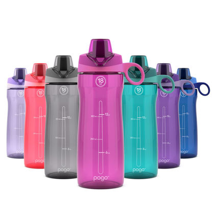 Picture of Pogo BPA-Free Plastic Water Bottle with Chug Lid, Fuchsia, 18 oz.