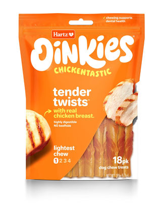 Picture of Hartz Oinkies Rawhide-Free Tender Treats Wrapped with Chicken Dog Treats Chews, 18 Count, Highly Digestible, No Artificial Flavors, Perfect for Smaller and Senior Dogs(Packaging May vary)