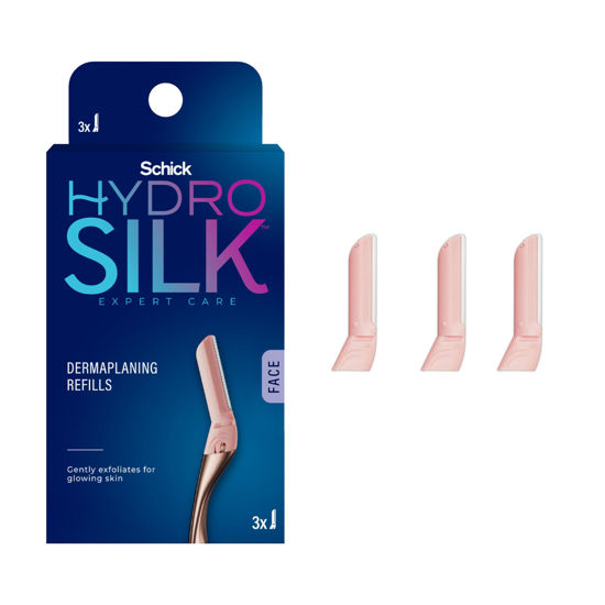 Picture of Schick Hydro Silk Dermaplaning Wand Refill Blades, 3ct Dermaplane Blades | Microblades for Face, Hydro Silk Dermaplaning Refills, Hydro Silk Razor Refills, Dermaplaning Tool Blade Refills, 3ct