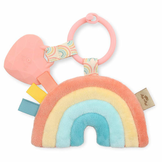 Picture of Itzy Ritzy Infant Toy & Teether - Itzy Pal Baby Teething Toy includes Lovey, Crinkle Sound, Textured Ribbons & Silicone Teether Toy for Newborn (Rainbow)