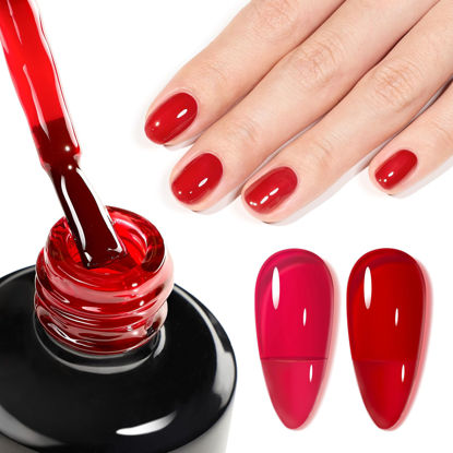 Picture of Beetles Gel Nail Polish 15ml Jelly Red Nail Polish Fall Wine Red Gel Soak Off UV LED Nail Lamp Nail Art Manicure DIY Home Gel Polish Nail Design Gift for Women