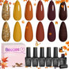 Picture of beetles Fall Gel Polish Set, 6 Colors Halloween Burgundy Red Orange Brown Gel Nail Polish Red-Brown Glitter Nail Polish Fall Gel Nail Kit Soak Off UV Gel Nail Art Design Gifts for Women