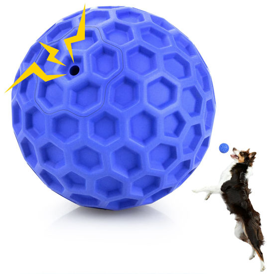 Picture of DISSKNIC Indestructible Squeaky Dog Ball, Relieves Anxiety, Cleans Teeth, Interactive Chew Toy for Aggressive Chewers, Dog Toy for Large Breeds, Outdoor Waterproof