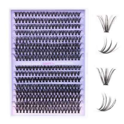 Picture of Lash Extension 320 Pcs Individual Lashes Cluster Natural DIY Eyelash Extension Lash Clusters 10-16mm Length Mix 30D+40D Soft Eyelash Extensions for Makeup at Home (30+40D-0.07-10-16MIX)