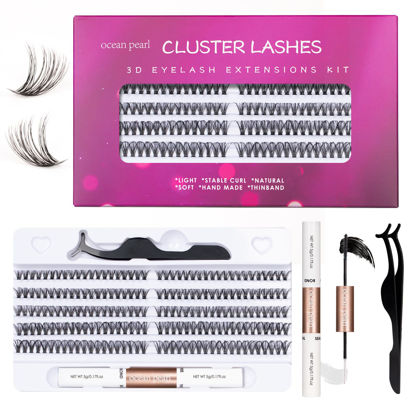 Picture of DIY Lash Extension Kit 200pcs Lash Clusters Eyelash Extension Kit 40D 10-16mm Individual Eyelashes with Lash Bond and Seal and Lash Tweezers Easy to Apply at Home (40D-0.07D-10-16MIX KIT)