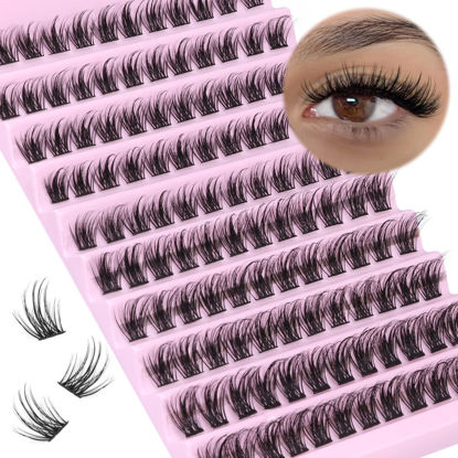 Picture of Lash Clusters DIY Eyelash Extensions 120pcs Cluster Lashes Wispy False Lashes 10-18MM Individual Lashes Extensions Mega Fluffy Eyelash Clusters by Ruairie