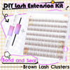 Picture of Brown Lash Extension Kit Wispy Lash Clusters Kit Natural Cluster Eyelash Extensions Kit 96pcs DIY Lash Extension Kit CD Curl Individual Lashes Kit by Ruairie