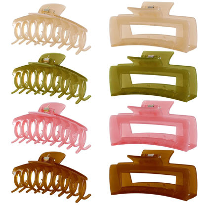 Picture of LuSeren 8 Pack Jelly Hair Clips for Women, 4.3 Inch Large Hair Claw Clips, Strong Hold, Non-Slip, Perfect Size for Thin, Thick or Curly Hair, Jelly Color, Includes Gift Box