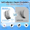 Picture of wiwoseo Self Adhesive Eyelashes Individual Cluster Natural Lashes DIY Lash Extensions Cluster Natural Look False Lashes D Curl Russian Eyelash Extensions Self Adhesive Lashes for DIY at Home(8-16MM)