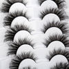 Picture of Poolunch False Eyelashes Cat Eye Swing Look Fluffy Lashes Wispy Natural Crossed 8D Foxy Fake Eyelashes Faux Mink Lashes 7 Pairs Pack