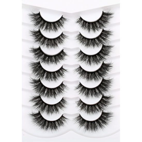 Picture of Poolunch False Eyelashes Cat Eye Lashes Fluffy Wispy Dramatic 18MM Fake Eyelashes Faux Mink Lashes 7 Pairs Pack