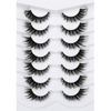 Picture of Poolunch False Eyelashes Swing Cat Eye Look Fluffy Lashes Wispy Natural Foxy Crossed 8D Fake Eyelashes Faux Mink Lashes 7 Pairs Pack