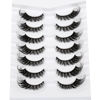 Picture of Poolunch False Eyelashes Swing Cat Eye Look Fluffy Lashes Wispy Natural Foxy Crossed 8D Fake Eyelashes Faux Mink Lashes 7 Pairs Pack