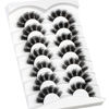 Picture of Pooplunch False Eyelashes Fluffy Cat Eye Look Wispy Lashes Spiky D-Curl Long Full Volume Faux Mink Lashes Fake Eyelashes 7 Pairs Pack