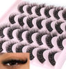 Picture of False Eyelashes Russian Strip Lashes Fluffy Fake Eyelashes Extension D Curl Wispy Handmade Soft Reusable 14 Pairs Lashes Pack