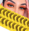 Picture of Russian Strip Lashes D Curl zanlufly Fluffy Wispy Clear Band False Eyelashes Cat Eye 6D Lashes Pack