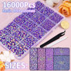 Picture of 16000Pcs Resin Jelly Rhinestones for Crafting, Dark Purple AB Non Hotfix Flatback Gems, Bedazzling Crystal with 3Pcs 10ml B7000 Jewelry Glue for DIY Crafts Clothing Tumblers Shoes Fabric