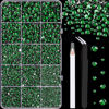 Picture of 16000Pcs Resin Rhinestones with Tweezers for Crafting, Emerald Green 2-6mm Mixed Sizes Flatback Gems, Bedazzling Crystal for DIY Crafts Clothing Tumblers Mugs Shoes Fabric Nail Art