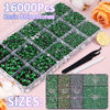 Picture of 16000Pcs Resin Rhinestones with Tweezers for Crafting, Emerald Green 2-6mm Mixed Sizes Flatback Gems, Bedazzling Crystal for DIY Crafts Clothing Tumblers Mugs Shoes Fabric Nail Art