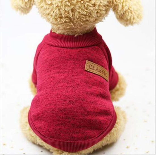 Picture of Idepet Pet Dog Classic Knitwear Sweater,Fleece Coat for Small,Medium,Large Dog,Warm Pet Dog Cat Clothes,Soft Puppy Customes (L, WineRed)