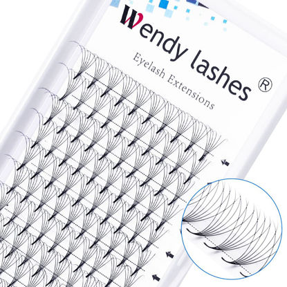 Picture of Lash Extensions Premade Volume Eyelash Extensions D Curl Premade Fans 6D Short Stem Volume Lashes .07 Thickness 11-18mm Length Supplies by WENDY LASHES(6D-0.07-D, 12mm)