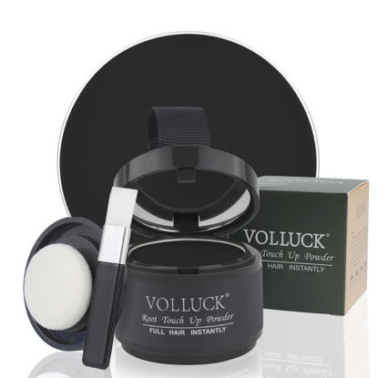 Picture of VOLLUCK Root Touch Up Powder Stick for Thinning Hair, Bald Spots, Eyebrows, and Beard Line - Dark Black