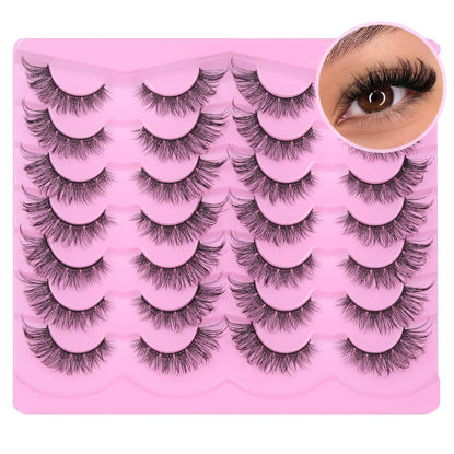 Picture of Cat Eye Lashes Natural False Eyelashes Fox Eye Mink Lashes Cluster Strip Eyelashes Extension 16mm Fake Eyelashes Pack Lash Clusters by TNFVLONEINS