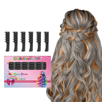 Picture of MSDADA New Hair Chalk Comb Temporary Hair Color Dye for Girls Kids with Light Color Hair, Washable Hair Chalk for Girls Age 4 5 6 7 8 9 10 Birthday Cosplay DIY, Halloween, Christmas (Black)